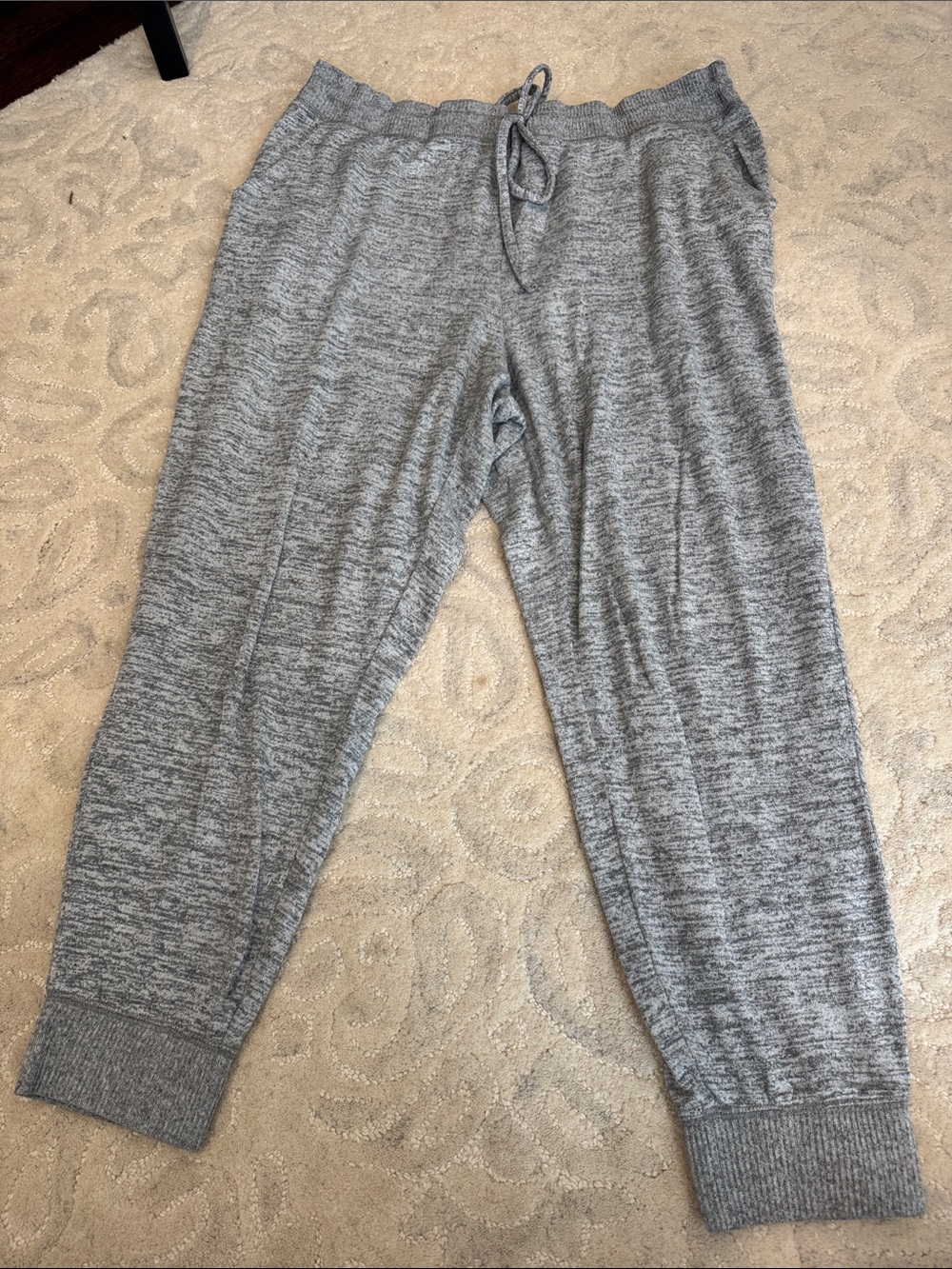 Cozy Light Gray Women's Knit Jogger Pants